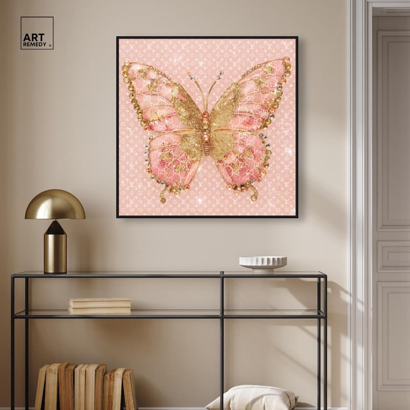 Glittering Elegant Butterfly Blush Canvas by Art Remedy