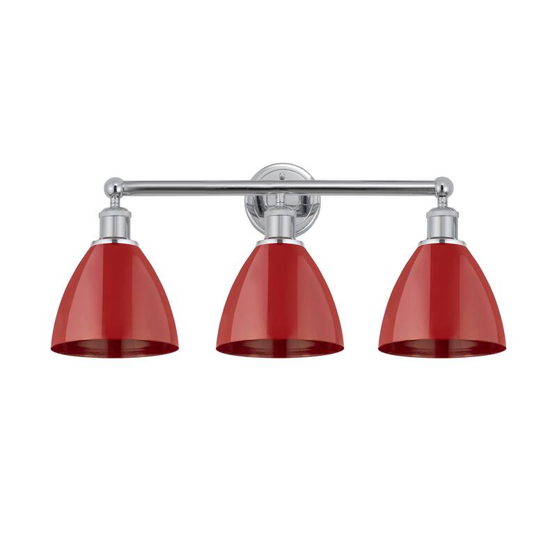 Innovations Lighting Plymouth Dome - 3 Light 26" Bath Vanity Light - Polished Chrome/Red