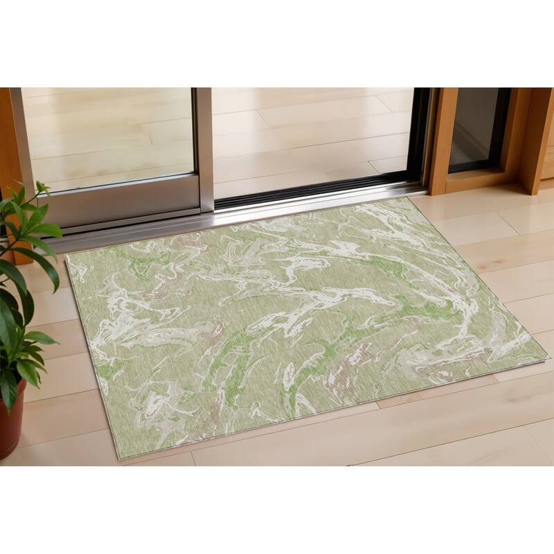 HomeRoots Abstract Transitional Rectangle Outdoor Rug - 3' x 5'