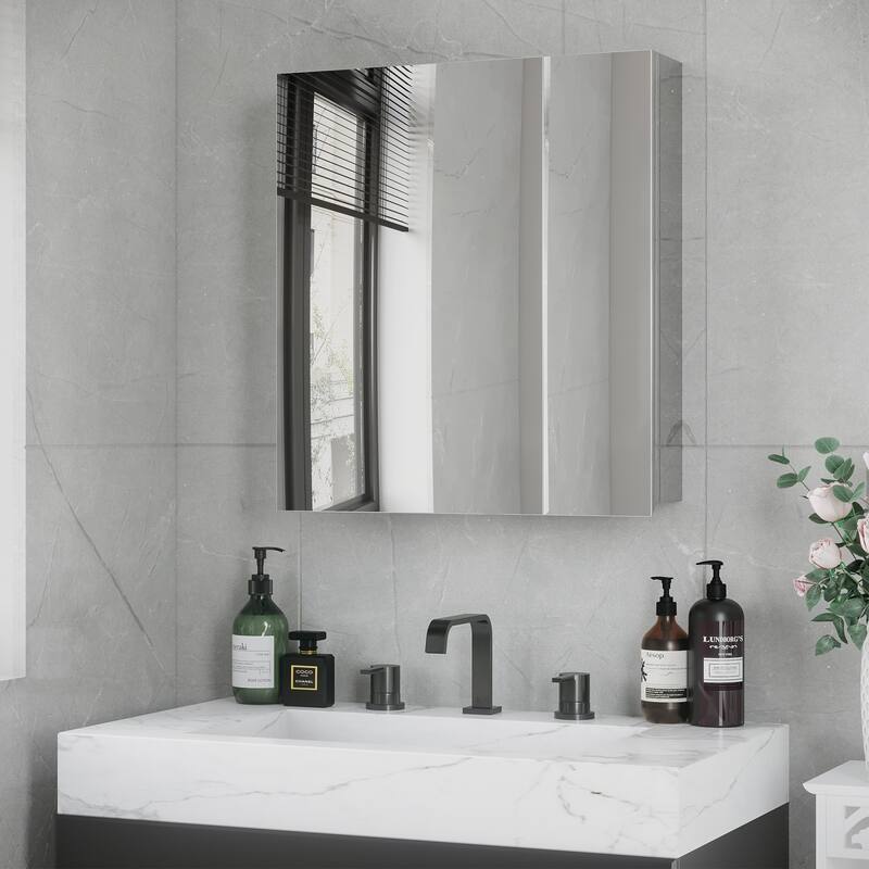 Kleankin Bathroom Mirror With Storage Shelves