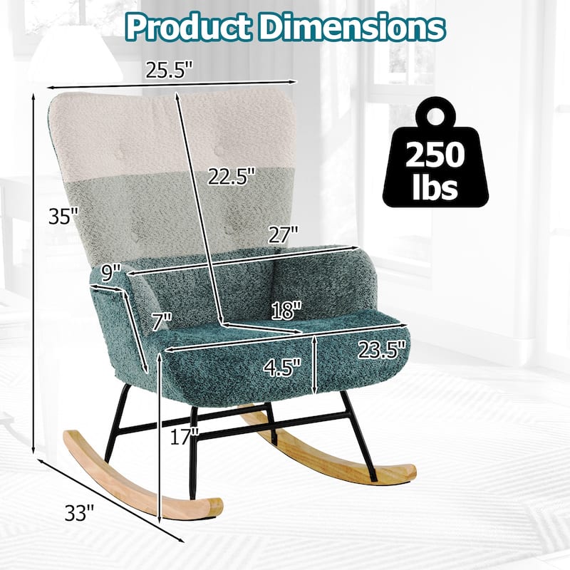 Gymax Nursery Rocking Chair w/ Ergonomic Armrests & High Backrest Side