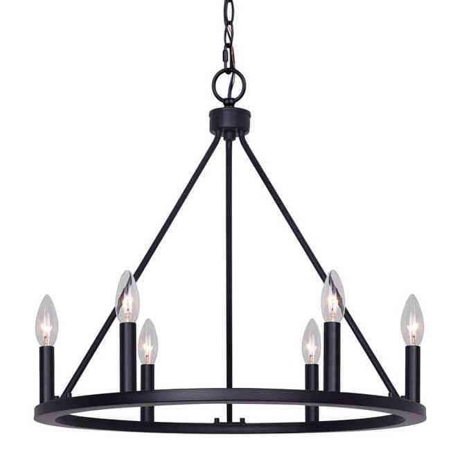 Canarm ICH2033B0626 Mara 6 Light 26" Wide Taper Candle Ring Chandelier - Black