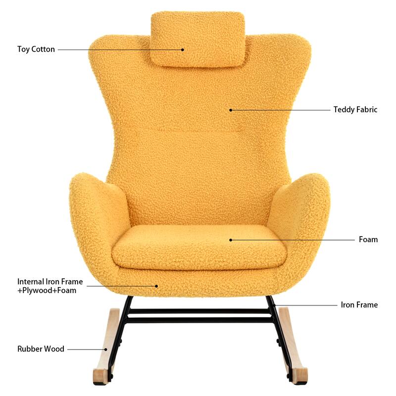 26.38" High Back Rocking Chair with Pocket