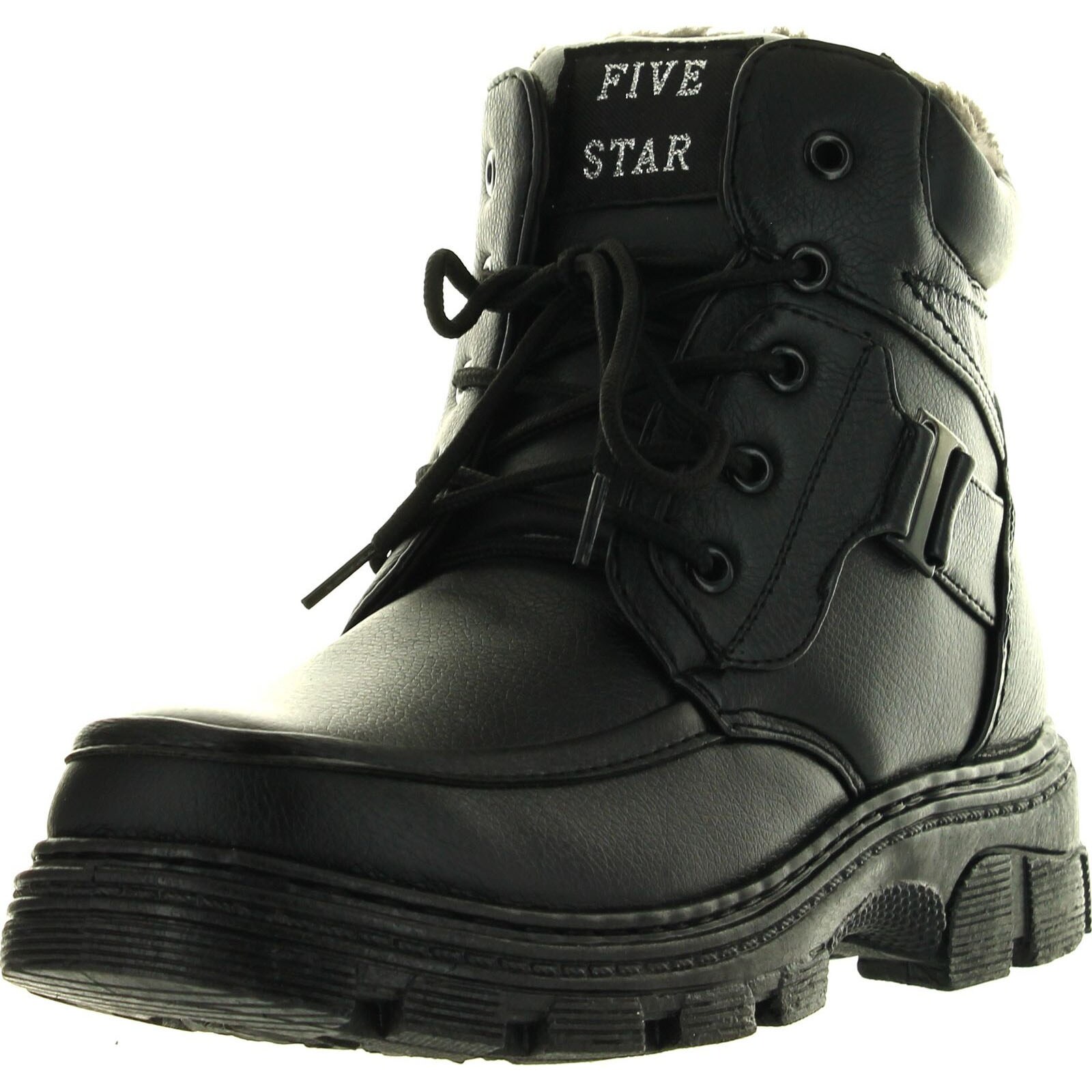 Shop Mens Winter Boots Ankle Fashion Lace Up Fur Full Lined Side