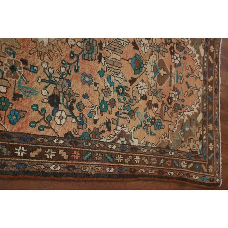 Hamedan Persian Vintage Runner Rug Hand-Knotted Wool Carpet - 3'7"x 10'9"