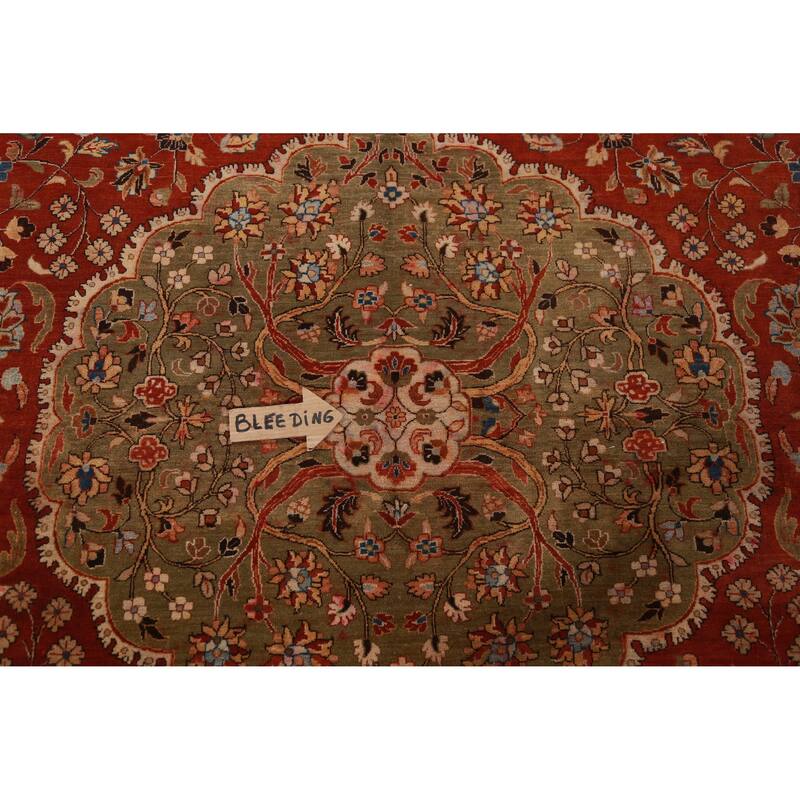 Floral Medallion Kashan Oriental Area Rug Hand-Knotted Wool Carpet - 9'0"x 11'10"