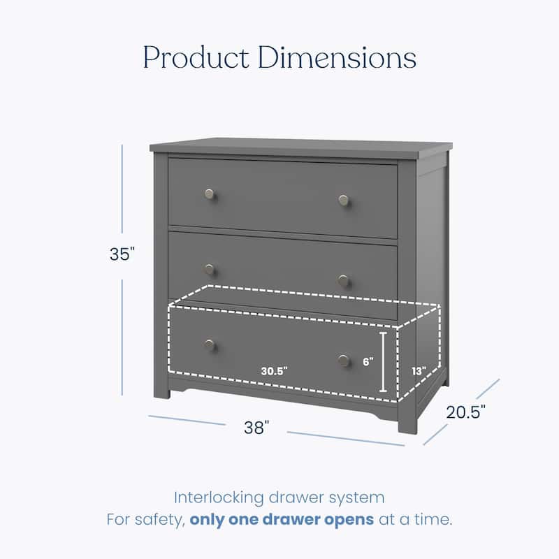 Child Craft Harmony 3-drawer Dresser with Dressing Kit