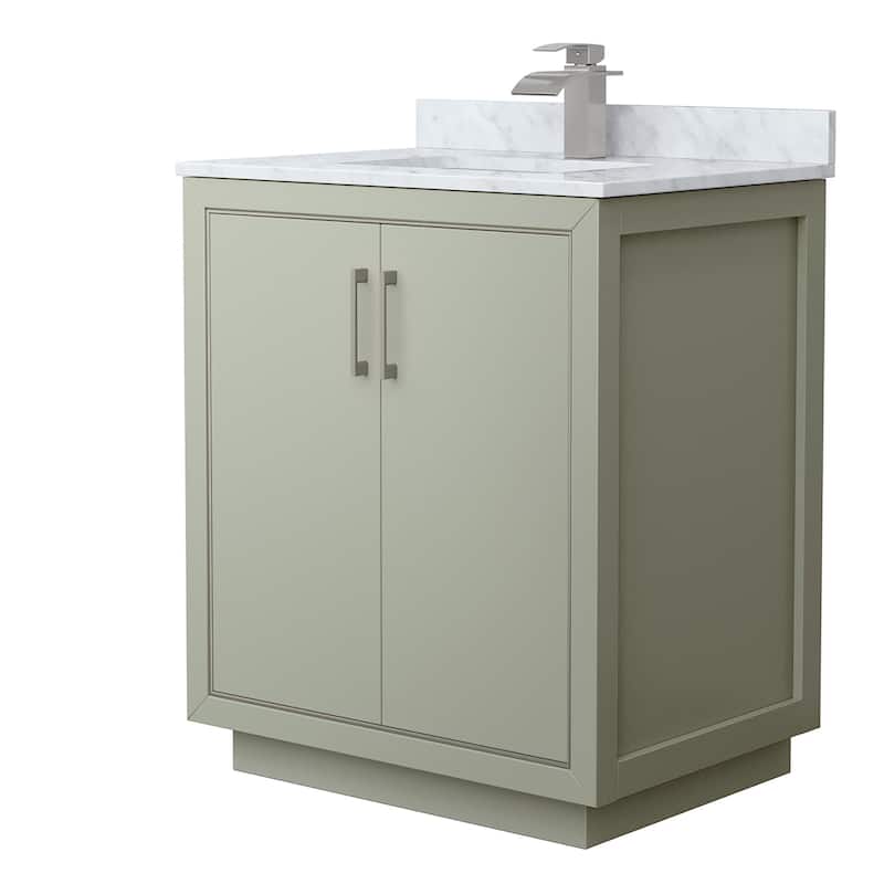 Wyndham Collection WCF1111-30S-NAT-MXX Icon 30" Free Standing Single - Light Green / Brushed Nickel Hardware