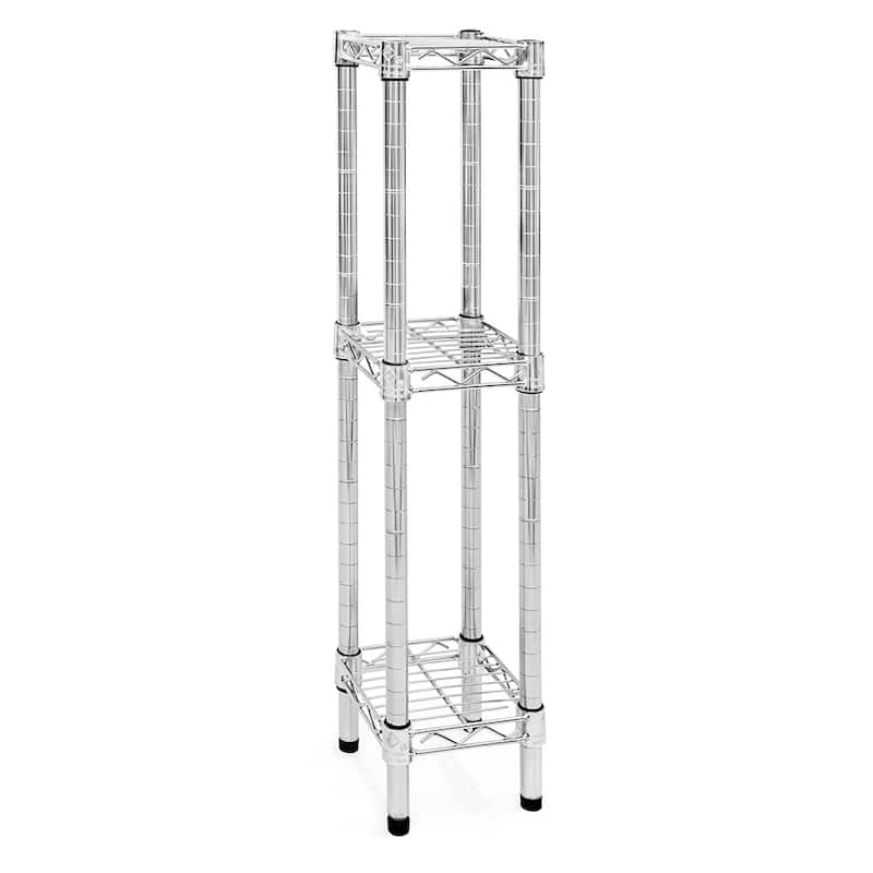 Chrome Wire Shelving with 3 Shelves - 8"d x 34"h - 8" w