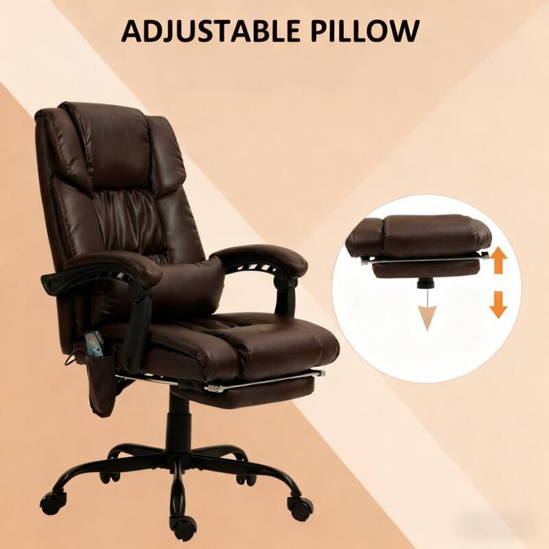 Massage Office Chair with 6 Vibrating Points, High Back Reclining Office Chair with Footrest and Remote, For Home and Office