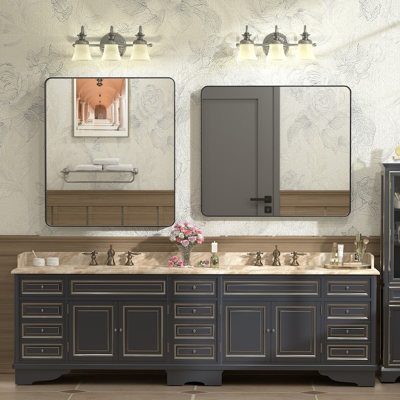 Aluminum Alloy Framed French Cleat Mounted Tempered Glass Wall Vanity Mirror