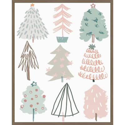 Christmas Tree Sketchbook I by June Erica Vess (23 x 28 in.), Framed Canvas Wall Art Print - Sylvie Dark Gold