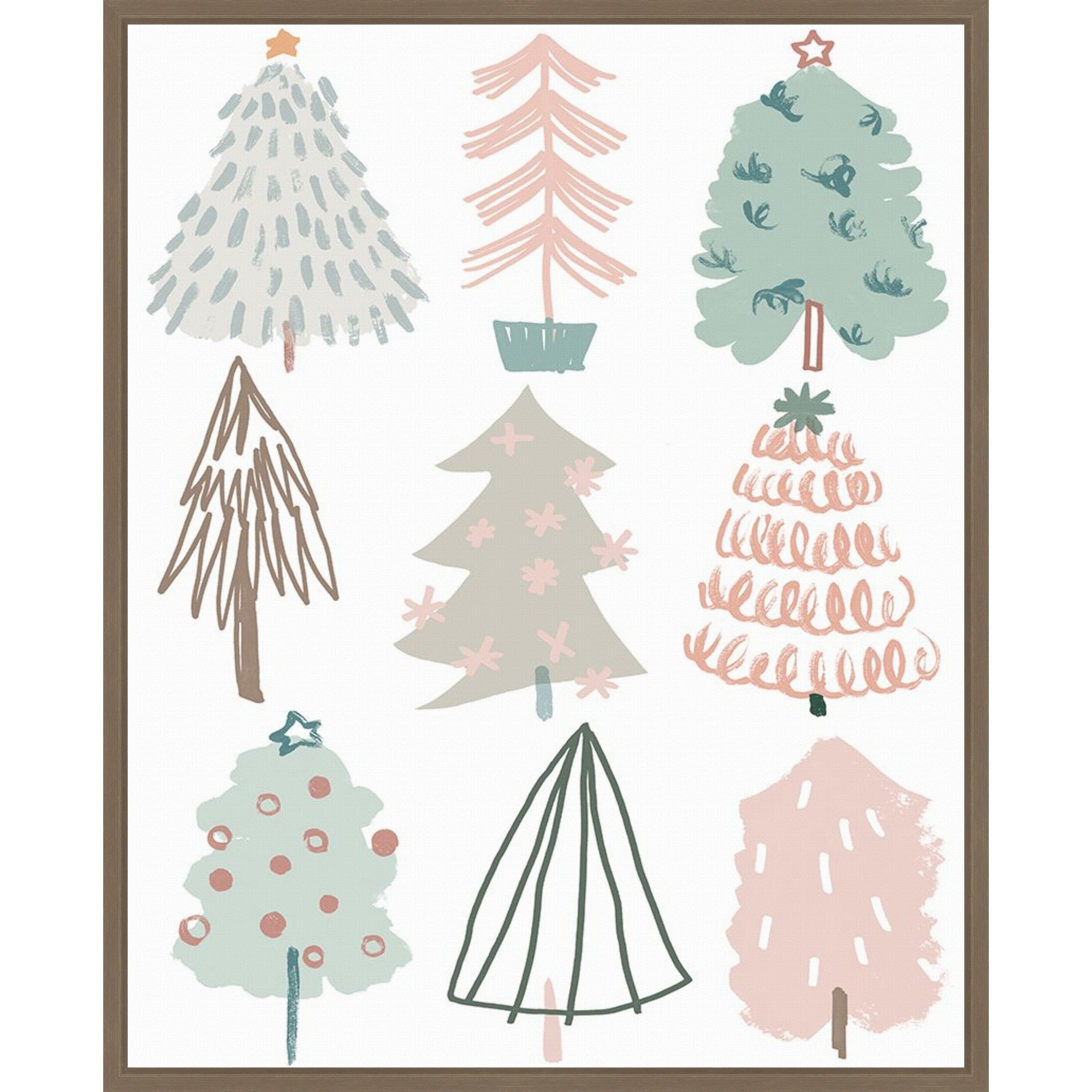 Christmas Tree Sketchbook I by June Erica Vess (23 x 28 in.), Framed Canvas Wall Art Print - Sylvie Dark Gold