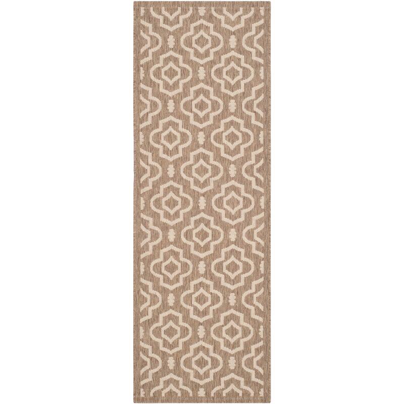 SAFAVIEH Courtyard Ketty Indoor/ Outdoor Waterproof Patio Backyard Rug - 2'3" x 6'7" Runner - Brown/Bone