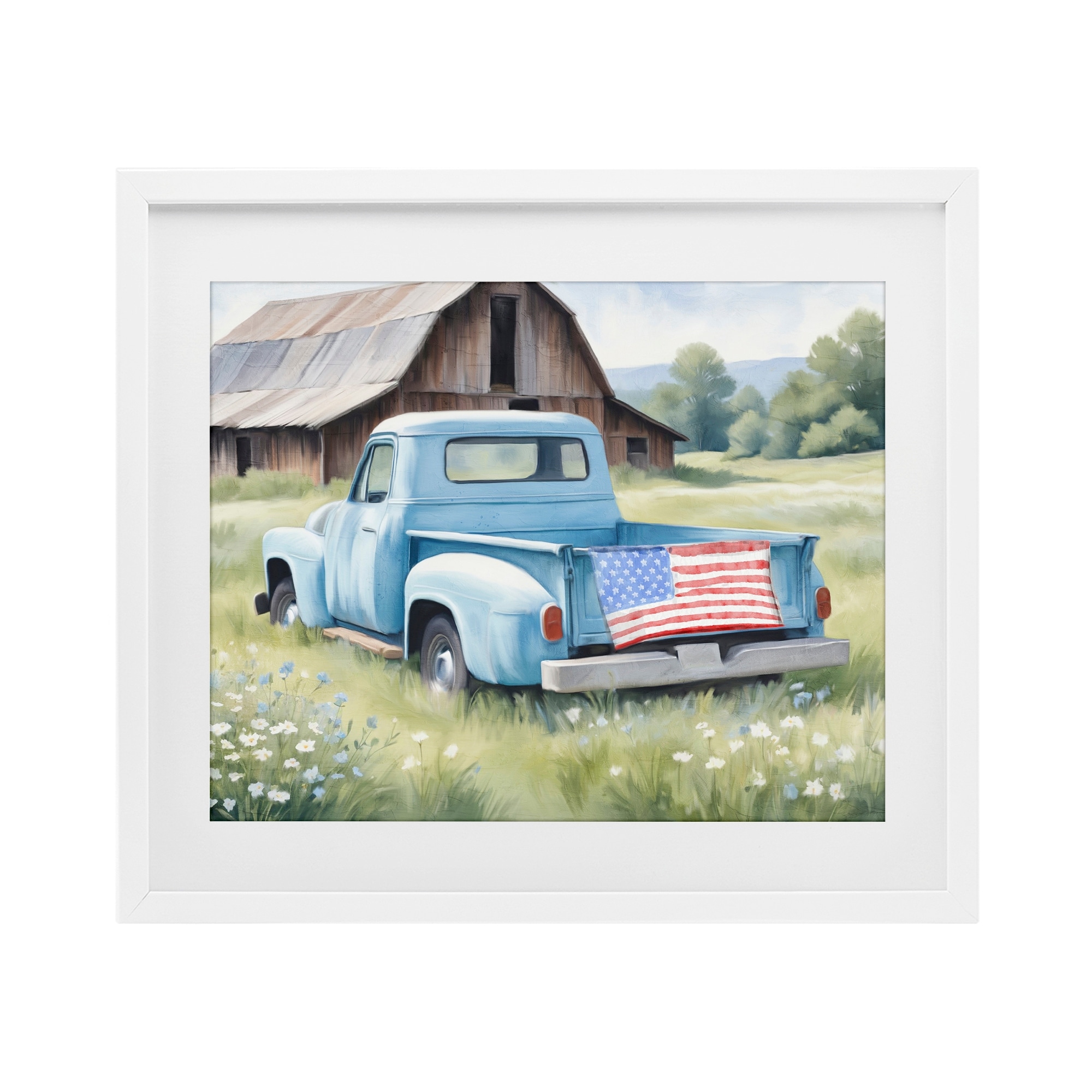 Stupell American Pride Truck on Farm Under Glass Framed Design By Kim Allen