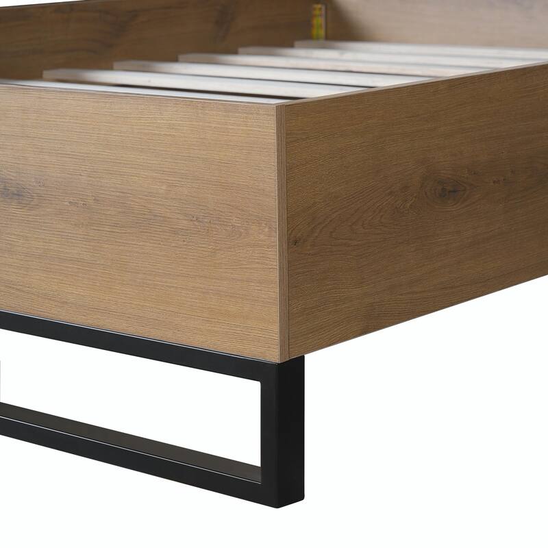 Engineered Wood Bed Frame, Natural & Black Color