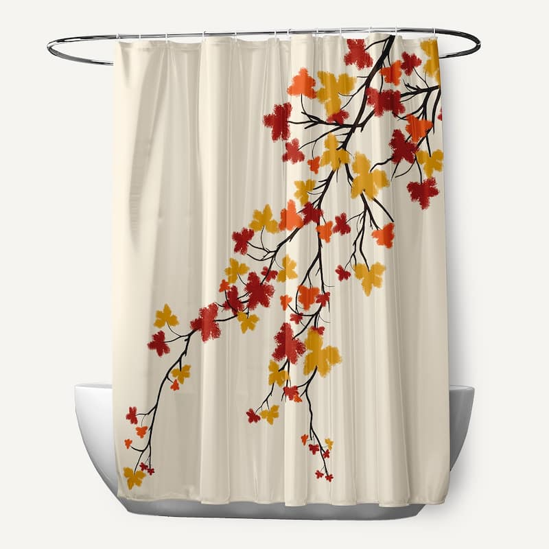 Maple Hues Flower Print Shower Curtain (71 x 74) - Orange