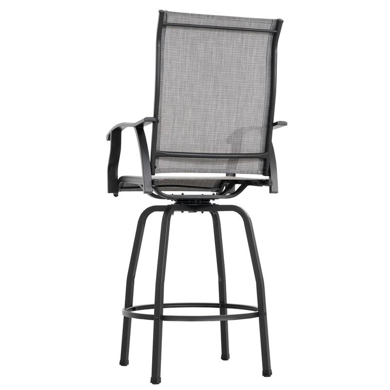 Patio 5-Piece Bar Set with Umbrella Hole, Swivel Textilene Bar Stools