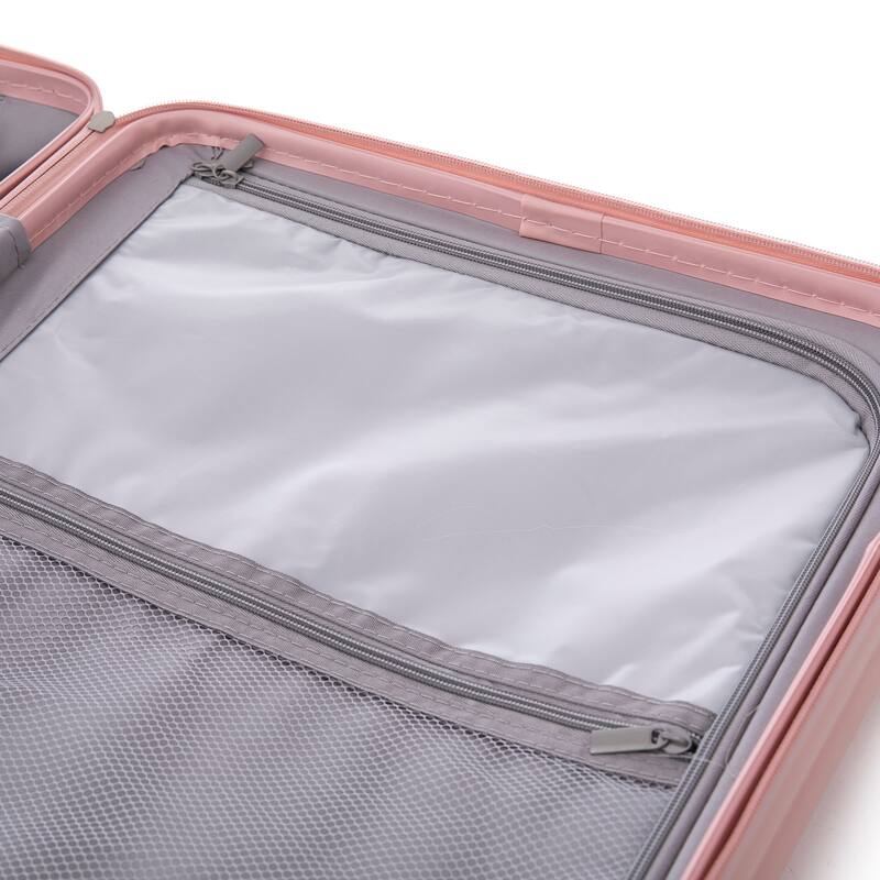 20"/24"/28" 3-Piece Modern Luggage Sets with Cup Holder, USB Port and Phone Holder, for Boarding Travel, Pink