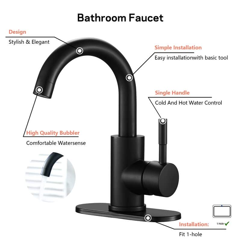 Swivel Spout Bathroom Sink Faucet with Pop-up Drain