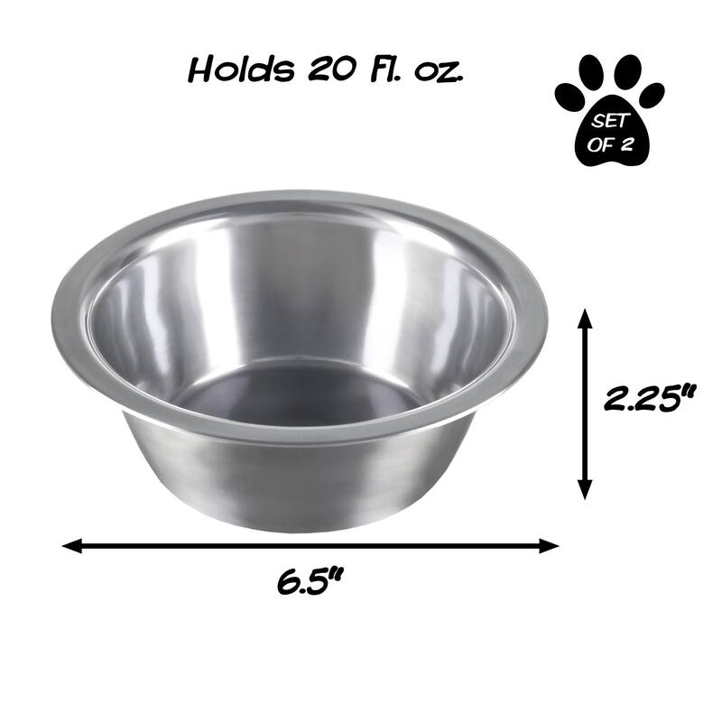 Set of 2 Stainless-Steel Dog Bowls - Cage, Kennel, and Crate Hanging Pet Bowls for Food and Water