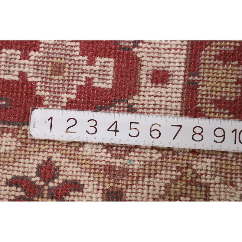 Red Oushak Indian Runner Rug Hand-Knotted Wool Carpet - 2'6"x 9'9"