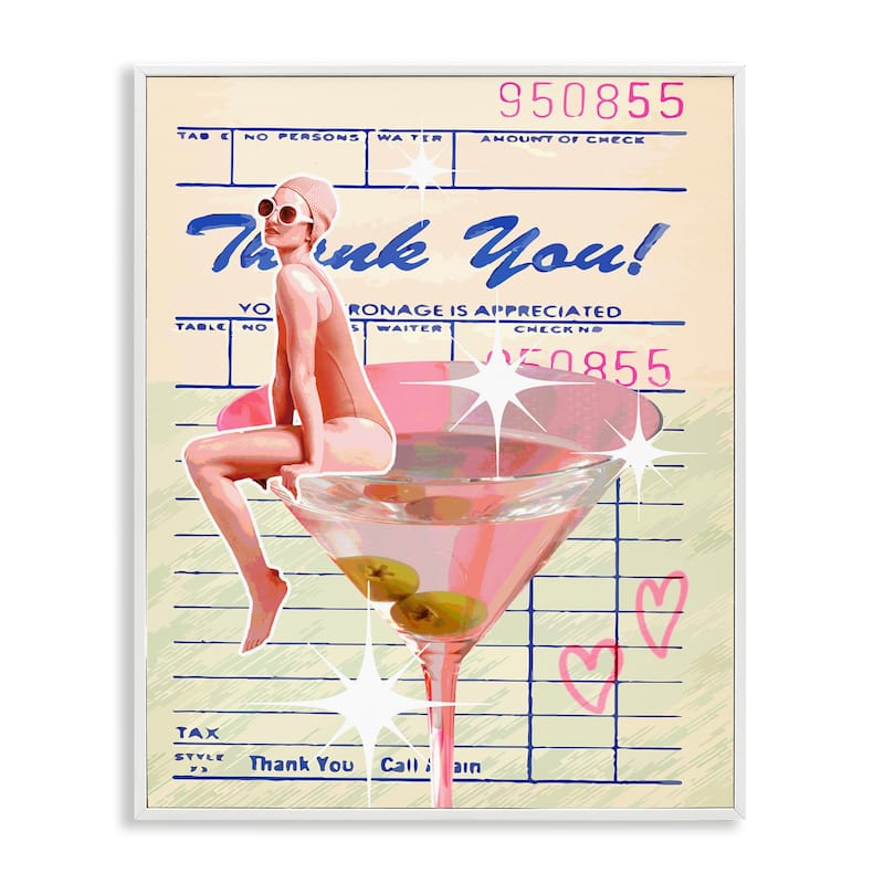 Stupell Retro Vintage Restaurant Check Framed Giclee Art Design By Lil' Rue - 16 x 20 - White