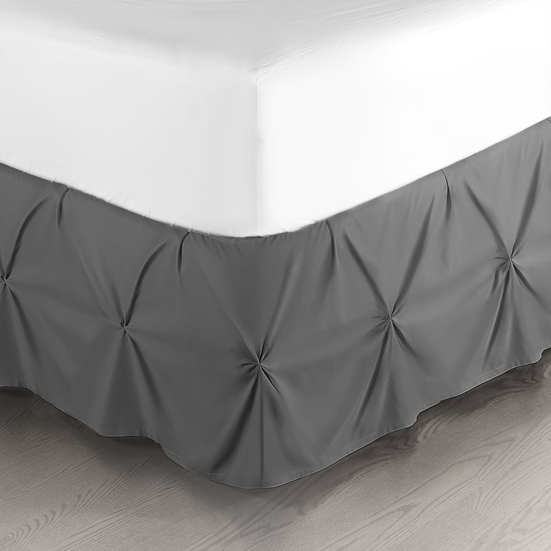 Nestl Pinch Pleat Bed Skirt - Soft Premium Microfiber Ruffle Bed Skirt - 14" Tailored Pintuck Wrap Around Dust Ruffle