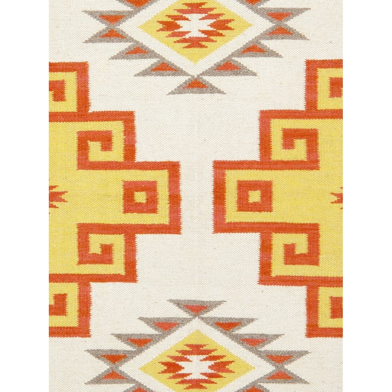 Pasargad Home Tuscany Reversible Wool Yellow Area Rug - 3'11'' X 6' 0''