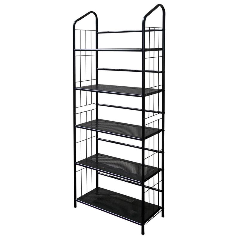 5-Tier Metal Bookshelf - Style Shelving Unit, Black Finish, Home Office Storage, Easy Assembly