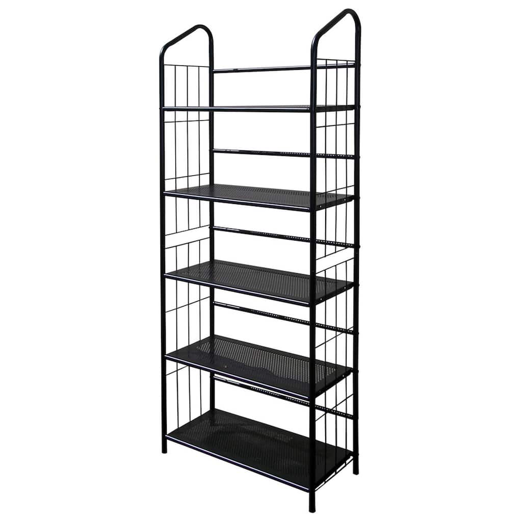 5-Tier Metal Bookshelf - Style Shelving Unit, Black Finish, Home Office Storage, Easy Assembly