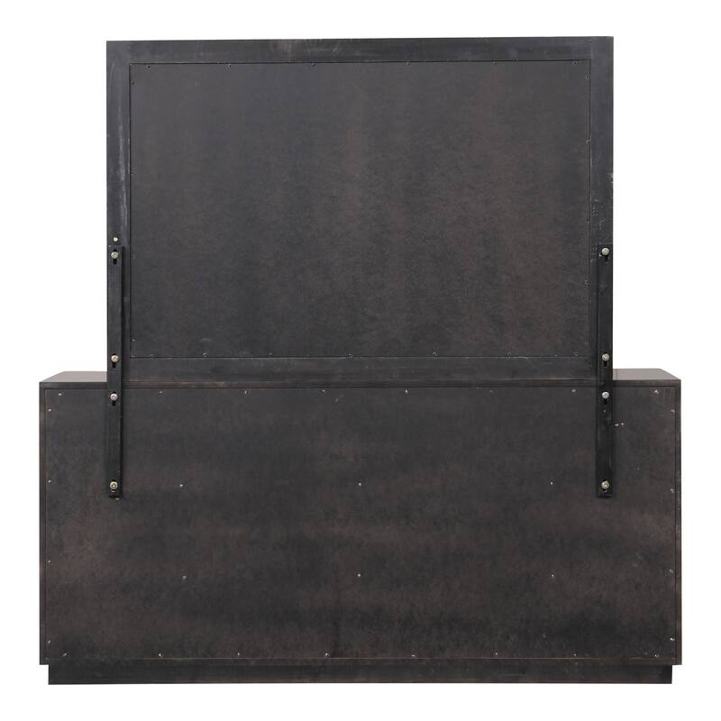 Furniture of America Kismet Modern 5-Piece Black Wood Platform Bedroom Set with Gold Accented Headboard