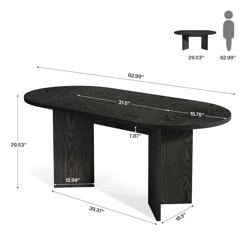 63" Oval Dining Table, Farmhouse Kitchen Table