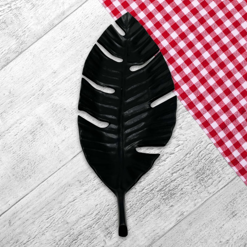 23 Inch Wide Decorative Handmade Aluminum Leaf Fruit Tray - 23 x 8 x 2.5 in