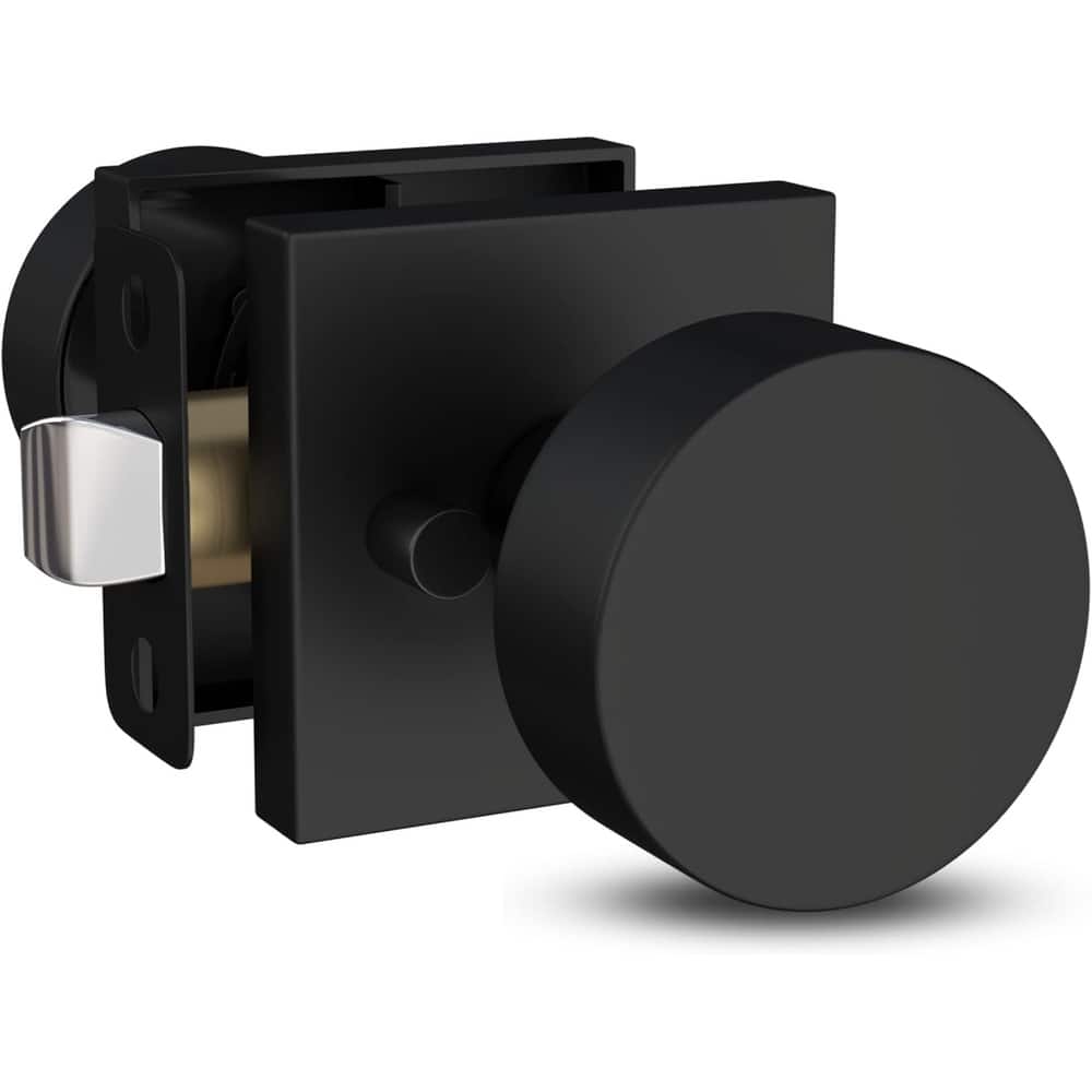 Mega Handles SUANA Square Privacy Round Knob for Hallway, Closet and Bathroom I Reversible Keyless Door Lock