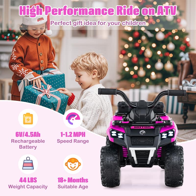 Costway 6V Toddler Ride On Electric Car ATV with Lights & Music & USB - See Details