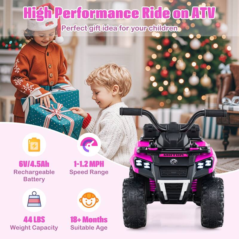 Gymax 6V Kids Ride On ATV w/ Music & Spray Function USB Port Storage