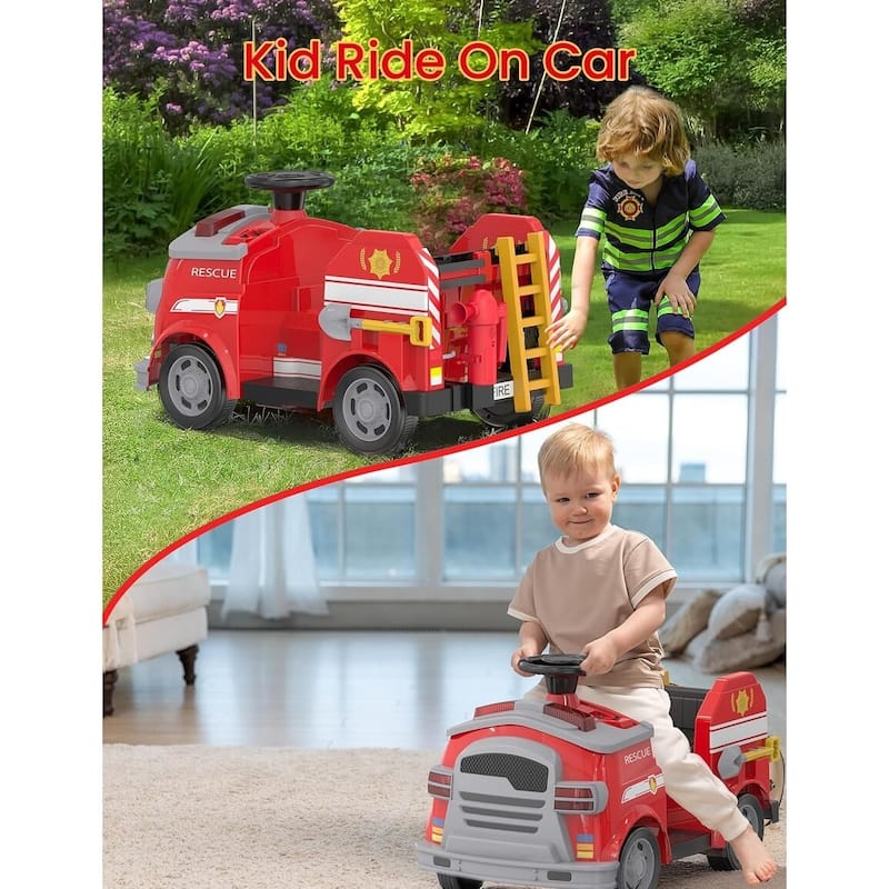 EROMMY 12V Ride-On Fire Truck with Remote, Siren & Realistic Firefighting Tools – Kids Electric Vehicle