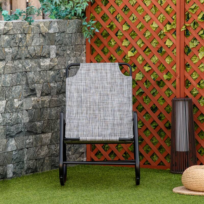 Outsunny Garden Rocking Chair, Outdoor Indoor Sling Fabric Rocker for Patio, Balcony, Porch