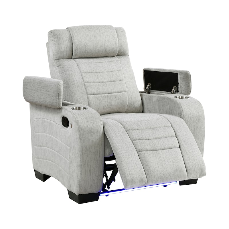 Coast 38.5" Microfiber Manual Recliner - Storage Arm, Cup Holder & LED