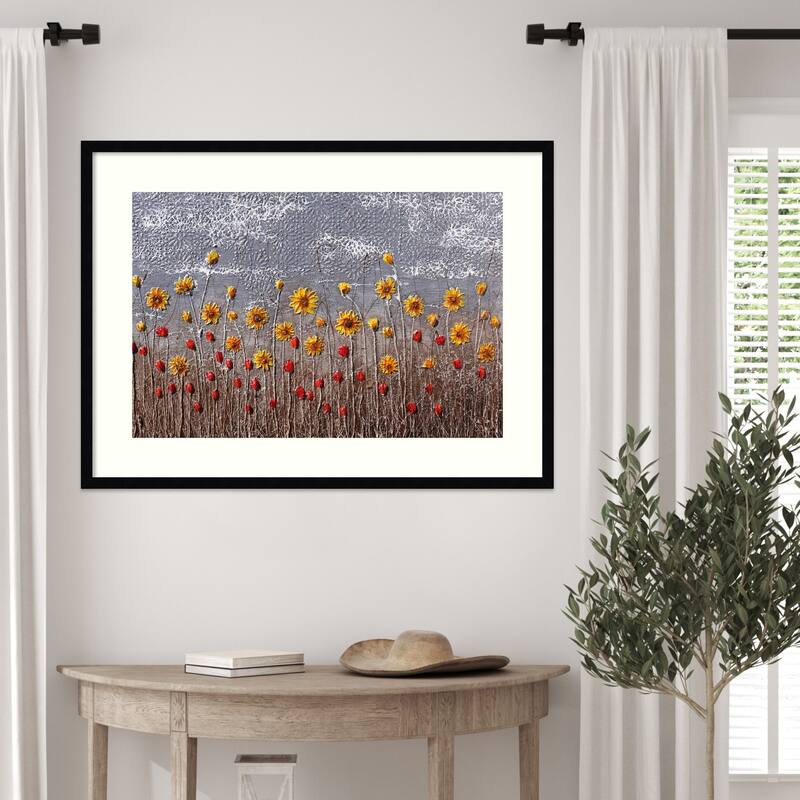 Silent Blossoms by Donatella Marraoni Wood Framed Wall Art Print - Svelte Noir Black