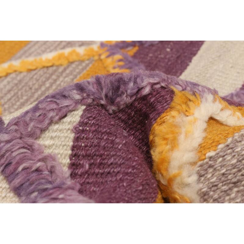 ECARPETGALLERY Flat-Weave Marrakech Purple Wool Kilim - 6'9 x 10'0