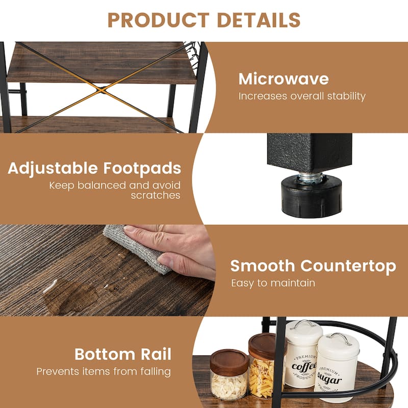 Costway Kitchen Bakers Rack Microwave Stand Coffee Bar - See Details