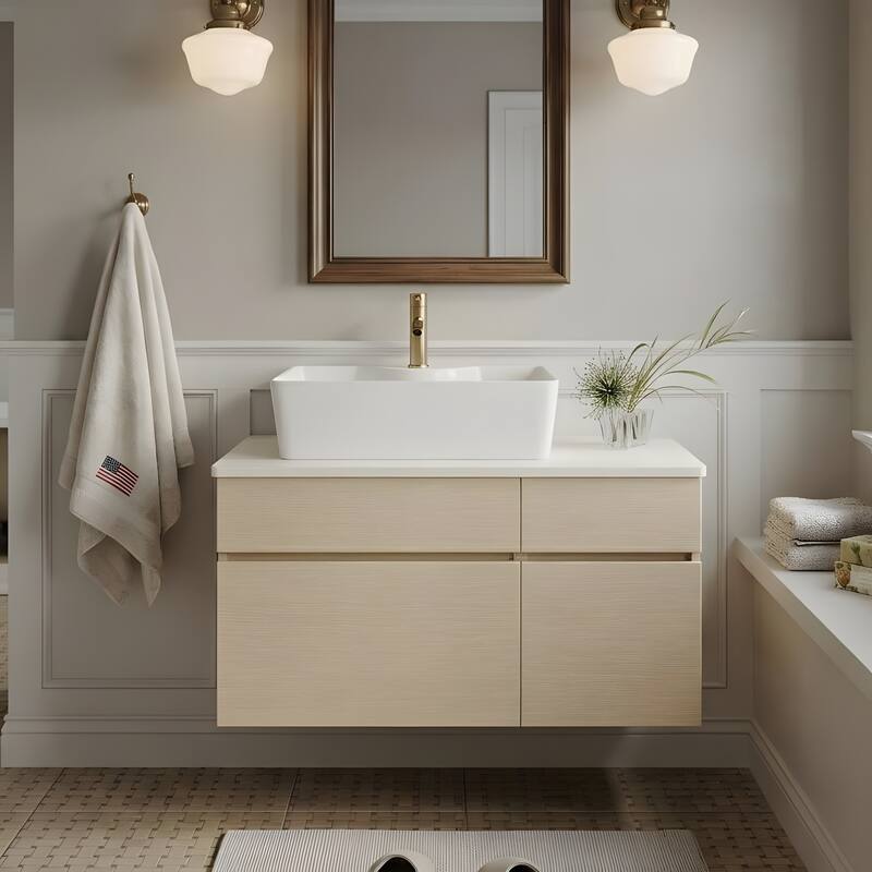 31.5 Inches Floating Single Small Bathroom Vanity with Sink