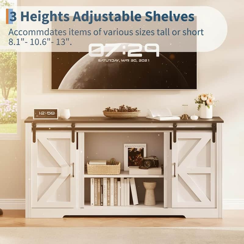 TV Stand, with 4 Drawers and Adjustable Shelf