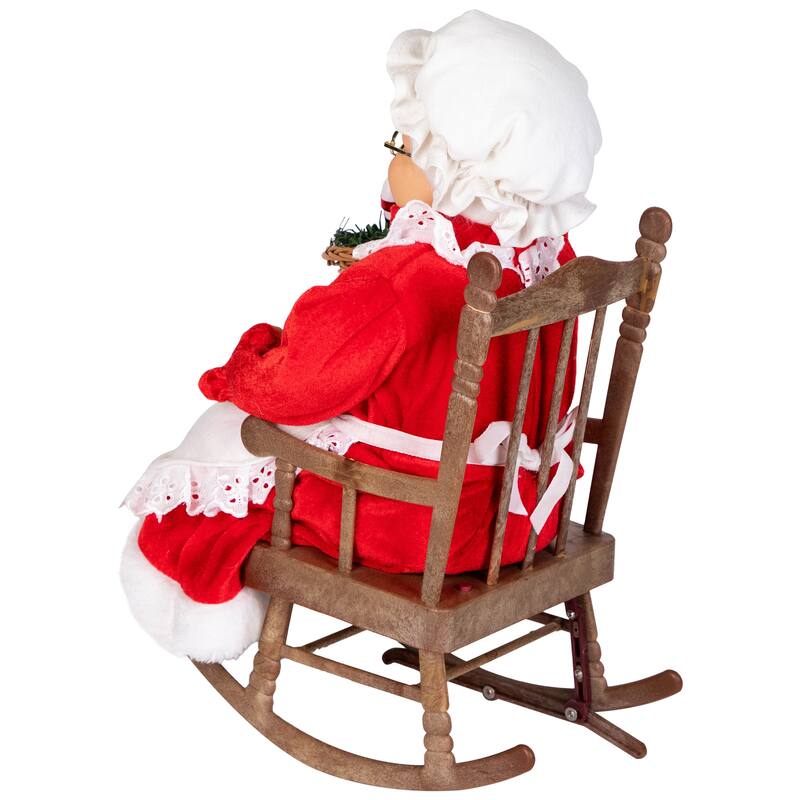 Animated Musical Mrs. Claus in Rocking Chair Christmas Decoration - 14"