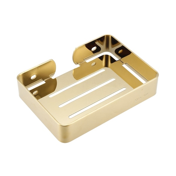 Soap Dish Holder SUS304 Stainless Steel Wall Mounted Tray (Golden)