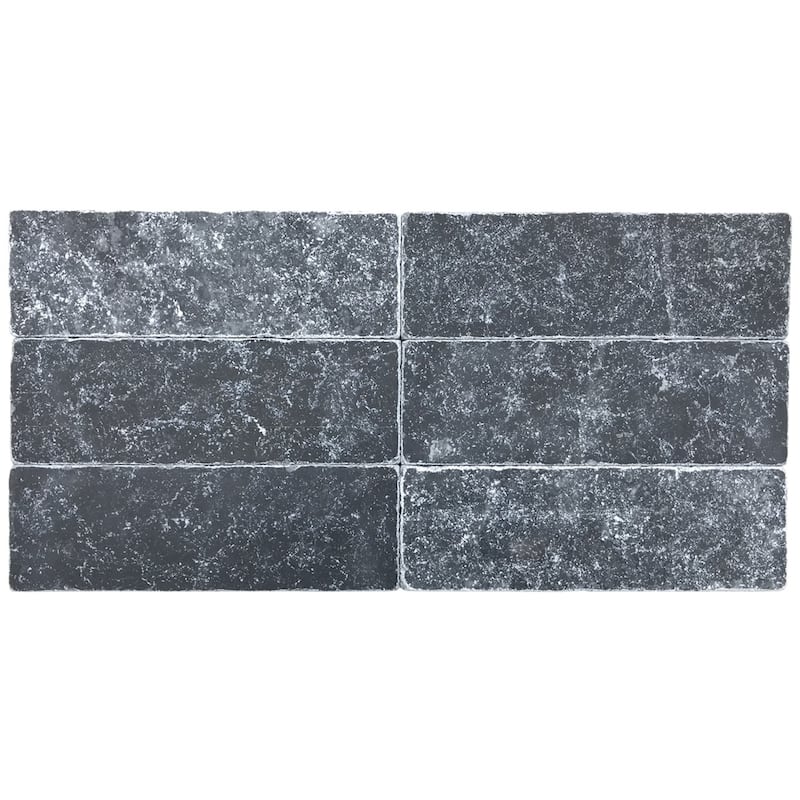 Midnight Marble 3" x 9" Tumbled Tile - 1 Box (4.50 sqft) - Black