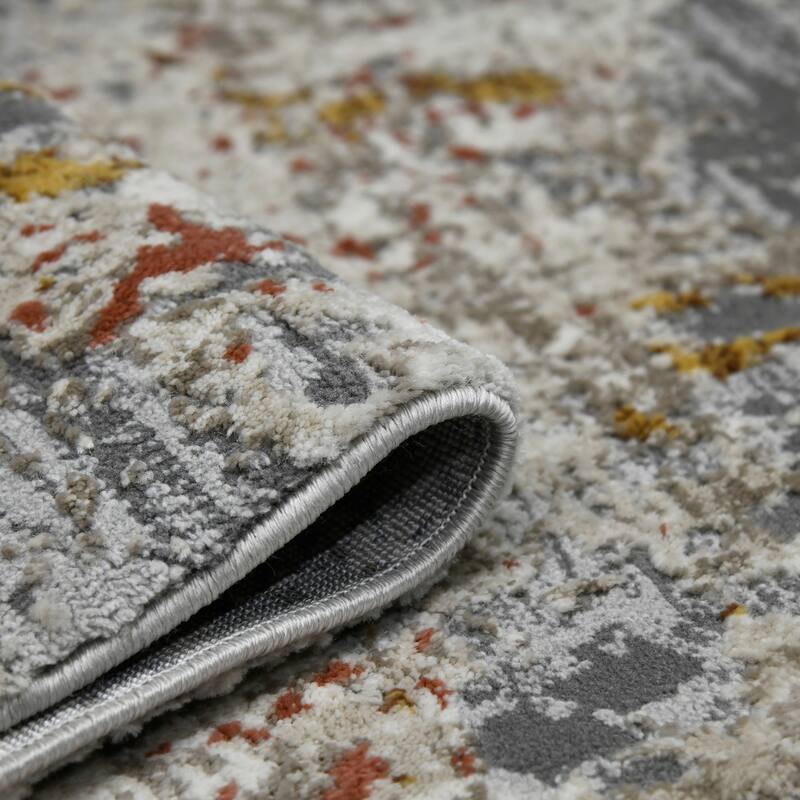 Sylvia Gracielle Ivory/Gray Polyester Blend Performance Area Rug