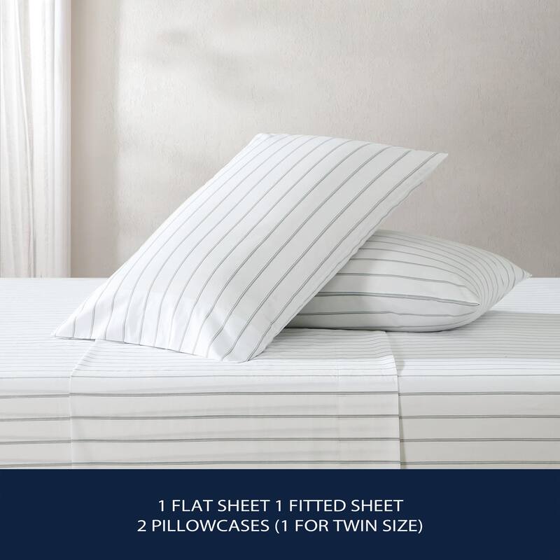 Nautica Cotton Percale Deep Pocket Bed Sheet Sets